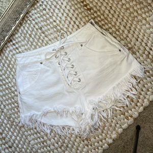 Princess Polly White Tie Shorts